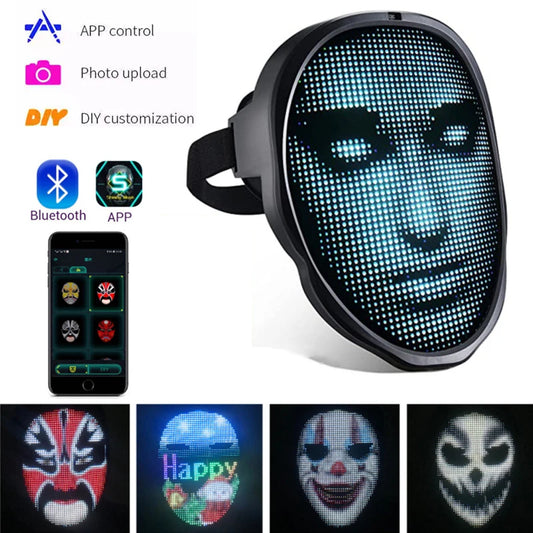Bluetooth APP Control Smart Carnival LED Face Masks Display
