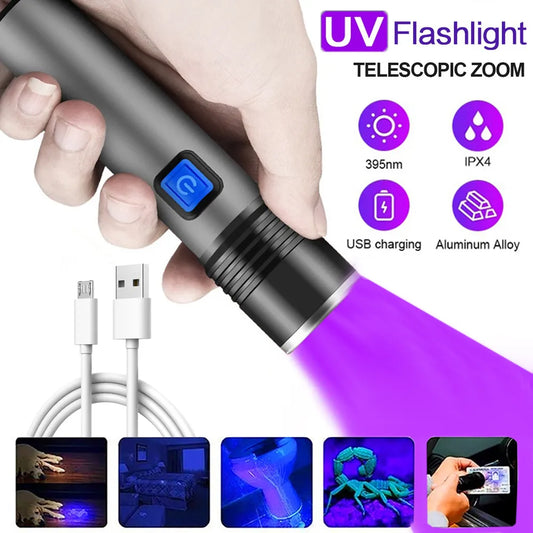 UV Flashlight USB Rechargeable